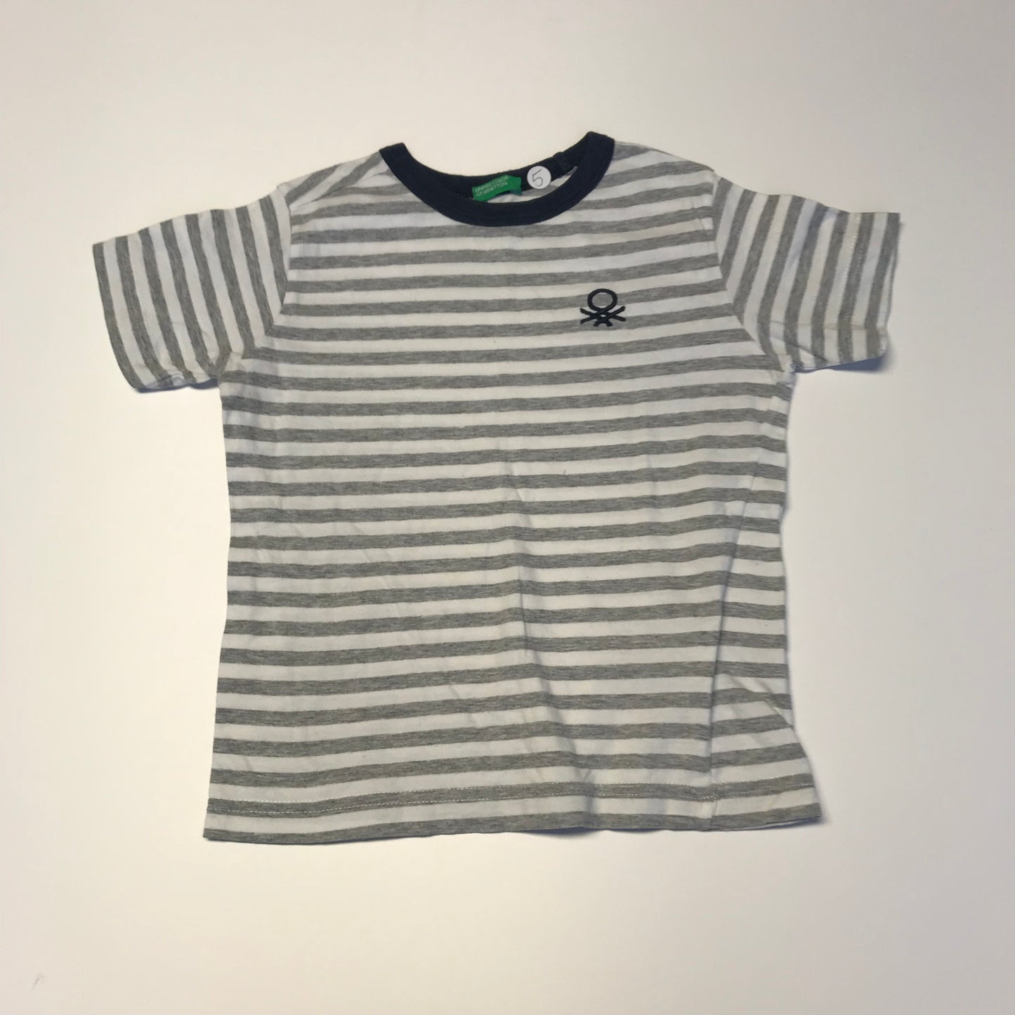 Benetton Grey Stripy T-shirt Age 5