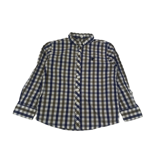 Next Navy and Brown Checked Shirt Age 5