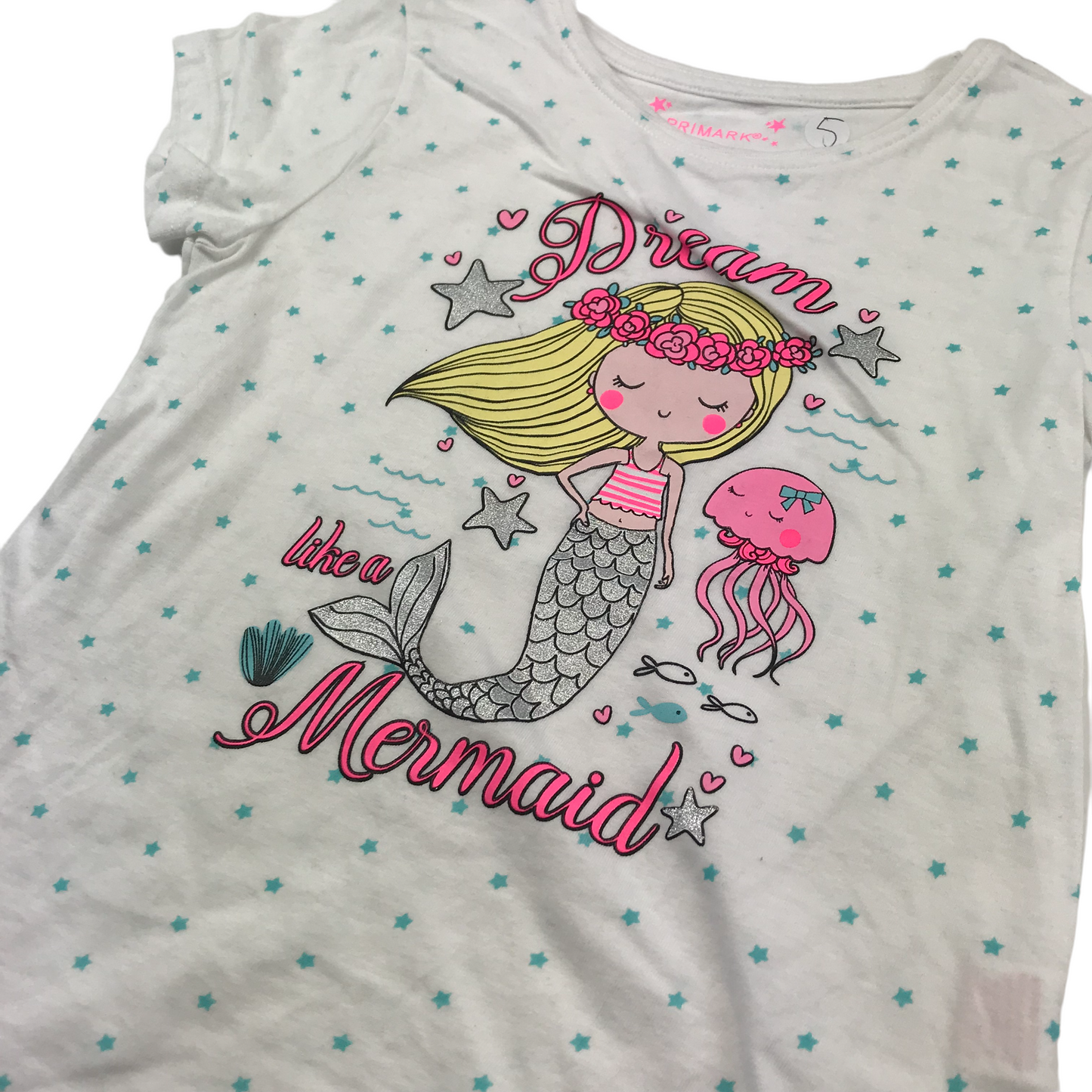 Primark White Mermaid T-shirt Age 5