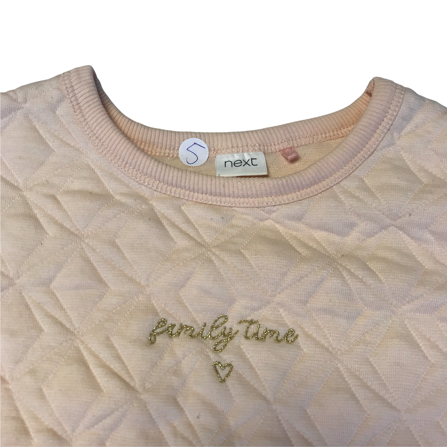 NEXT Light Peachy Pink Quilted Sweatshirt Age 5