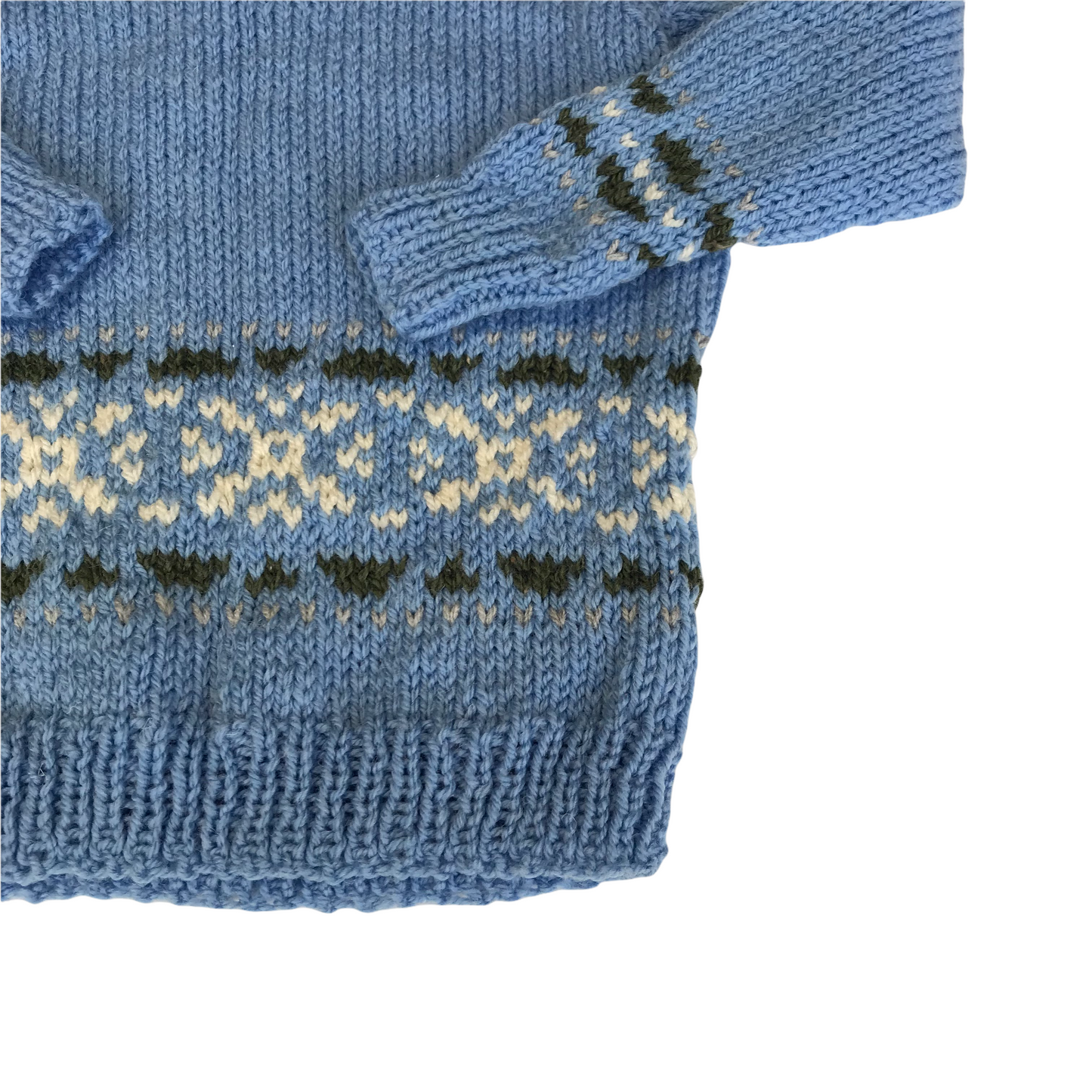 Blue Hand Knitted Pattern Jumper Age 5