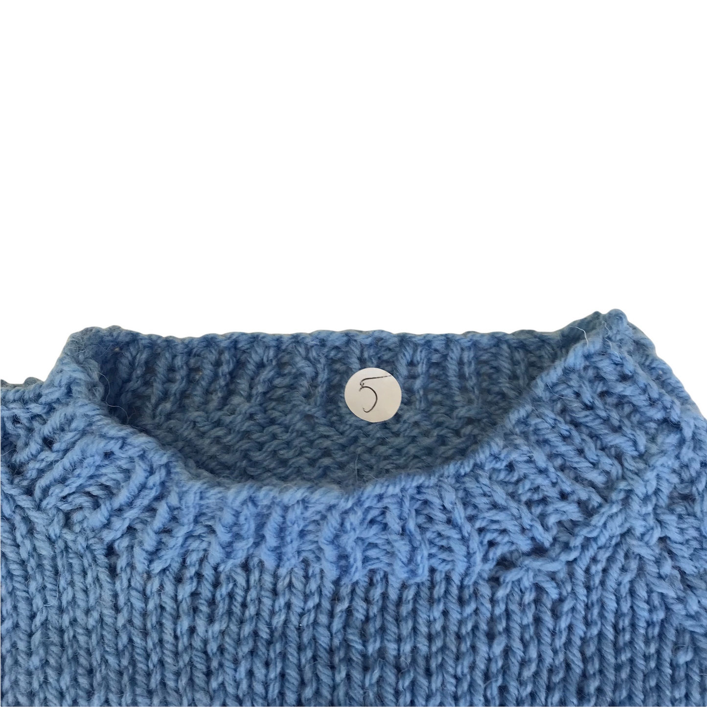 Blue Hand Knitted Pattern Jumper Age 5