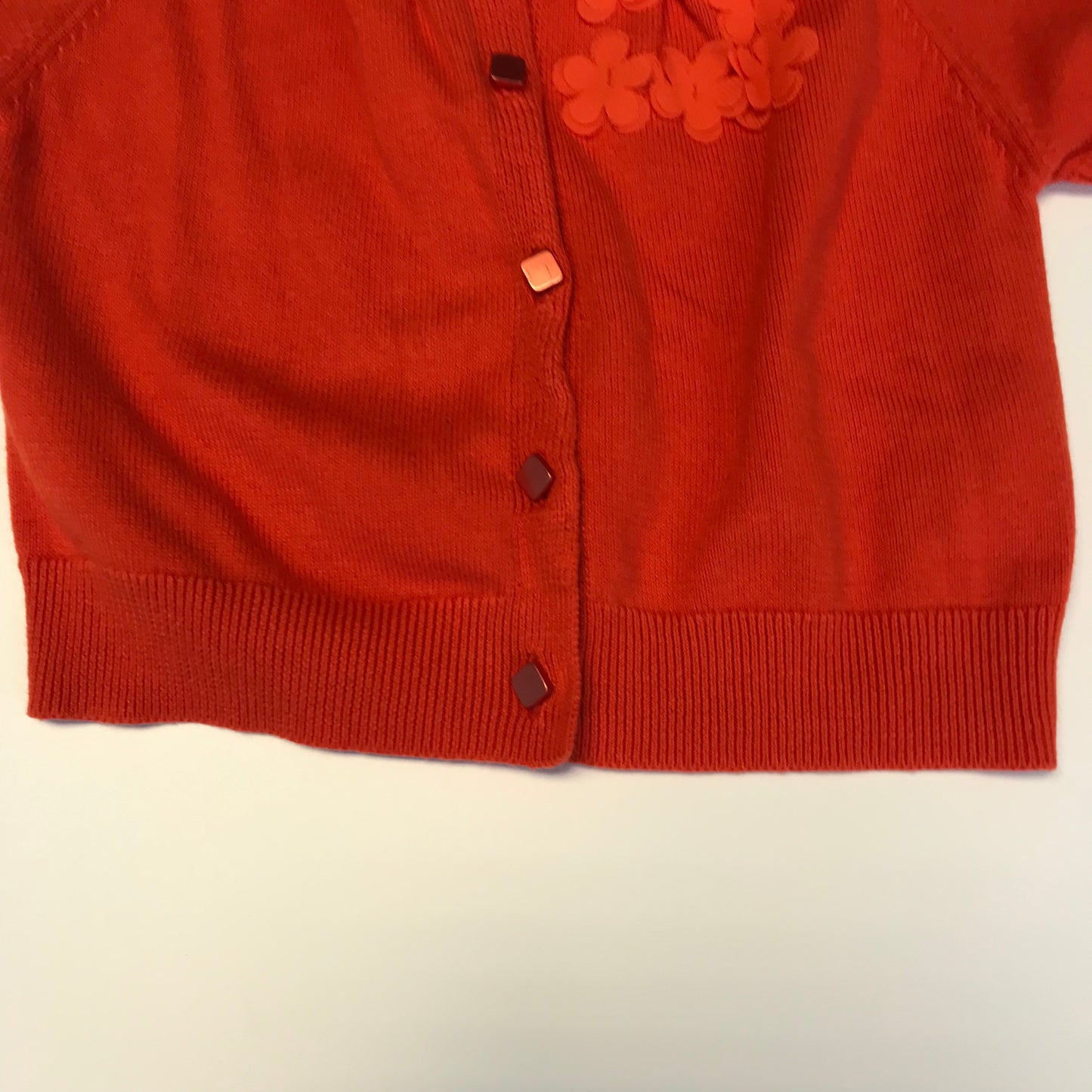 Monsoon Orange Short Sleeve Flowery Cardigan Age 5