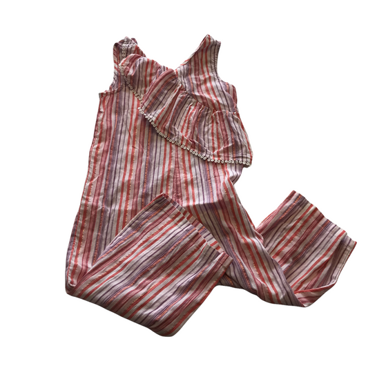 M&S Pink Stripy Flared Jumpsuit Age 5