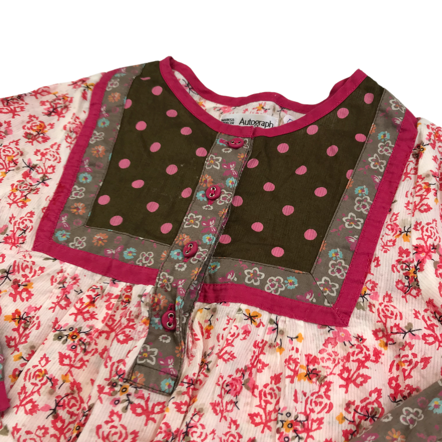 M&S Red Floral Pattern Blouse Top Age 5