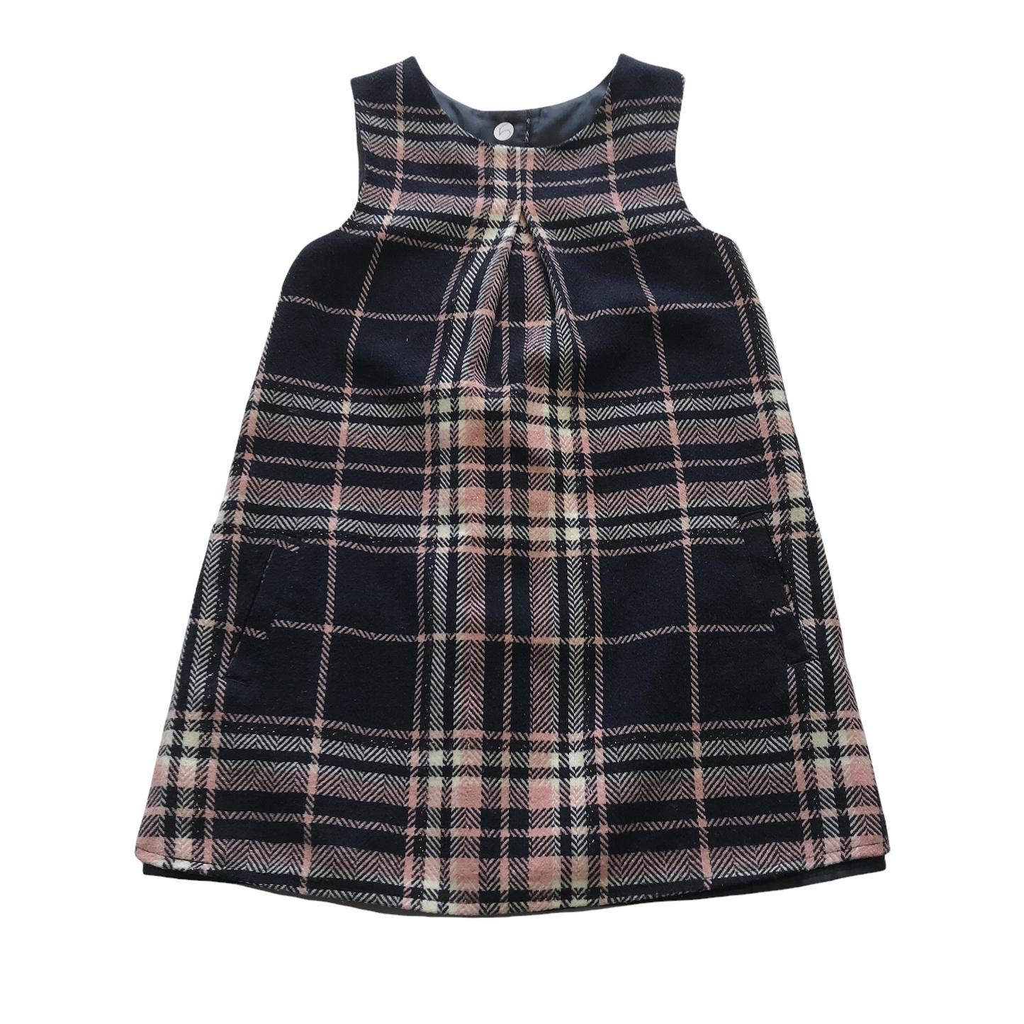 Nutmeg Pink and Navy Check Pinafore Dress Age 5