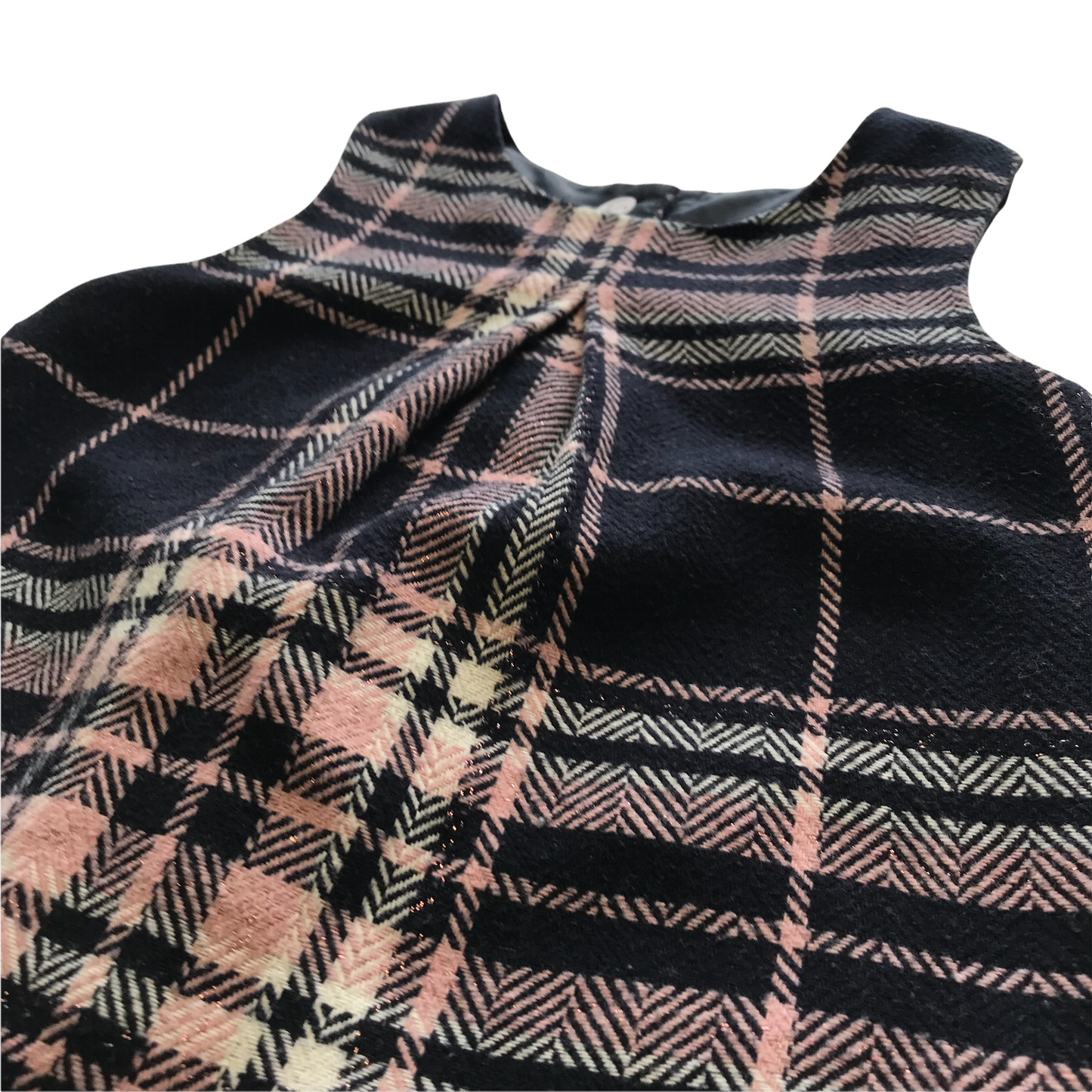 Nutmeg Pink and Navy Check Pinafore Dress Age 5