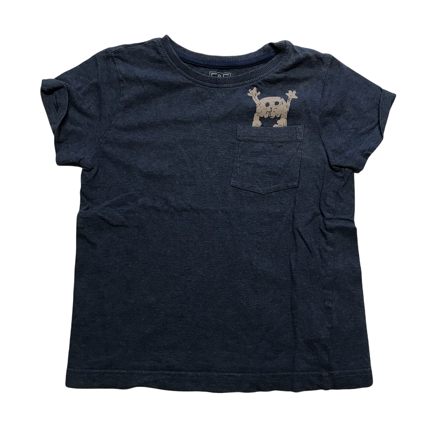 F&F Navy Blue Monster Pocket T-shirt Age 5