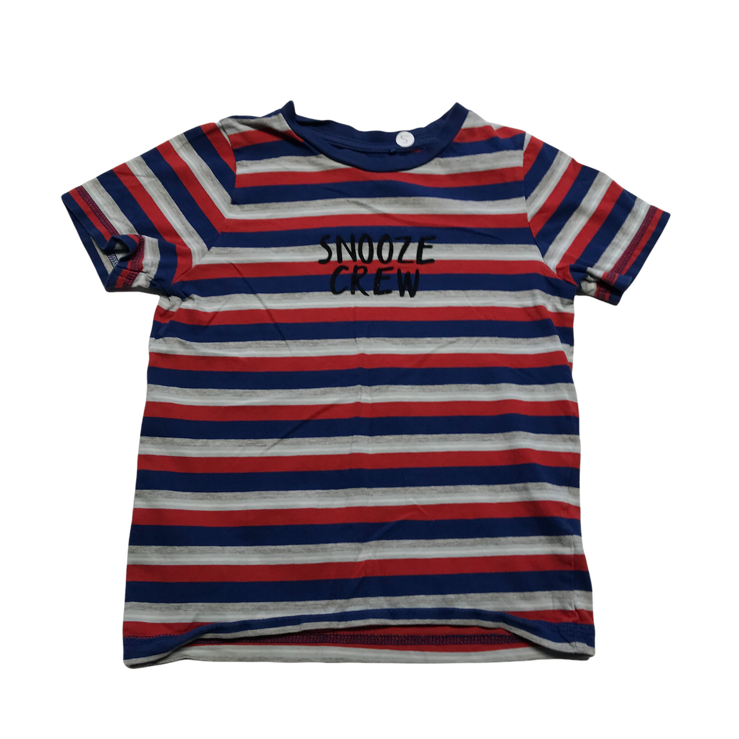 George Red Blue Stripy Snooze Crew T-shirt Age 5