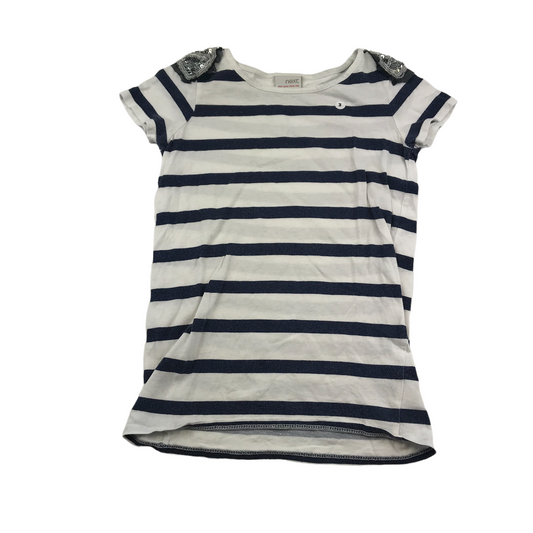 Next White Stripy Sequin Shoulders T-shirt Age 5