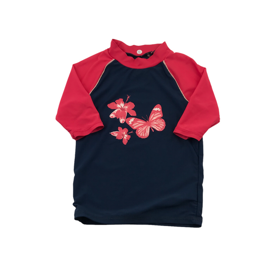 Mountain Warehouse Navy and Pink Butterfly Swim Top Age 5