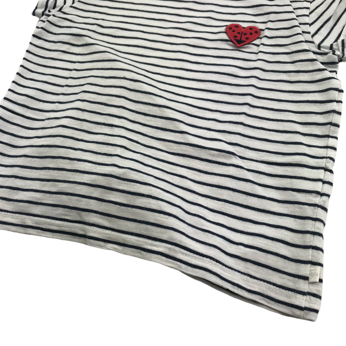 Okaidi White Stripy Love Heart T-shirt Age 5