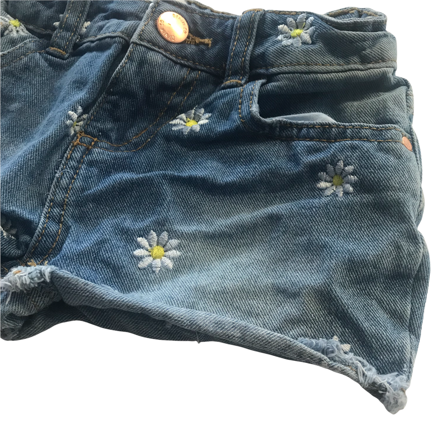 Primark Blue Floral Ripped Denim Shorts Age 5