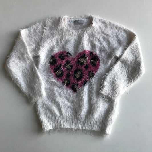 I love Girlswear White Love Heart Jumper Age 6