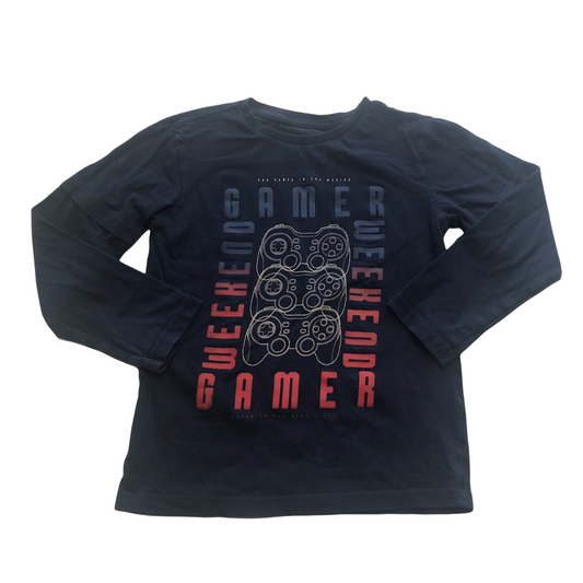 George Navy Blue Gamer Long Sleeve T-shirt Age 6