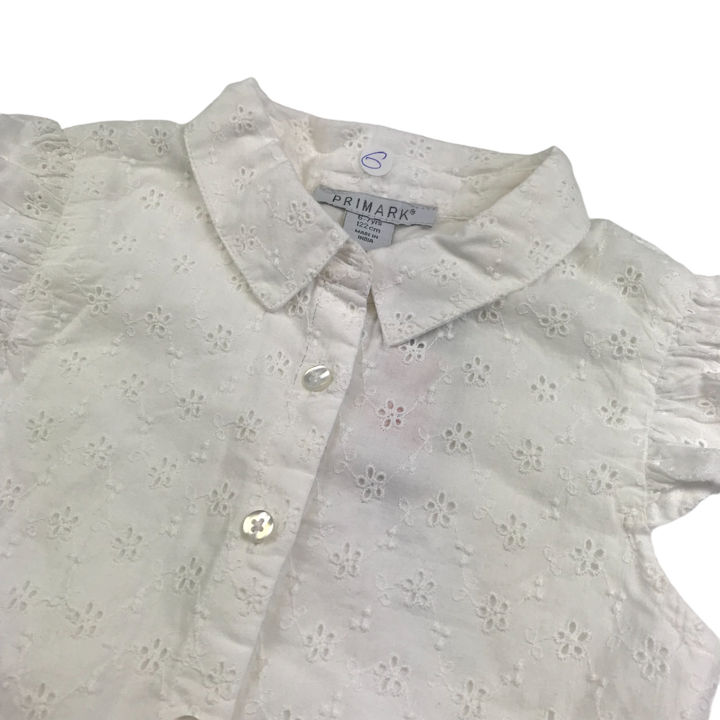 Primark White Floral Embroidery Sleeveless Blouse Top Age 6