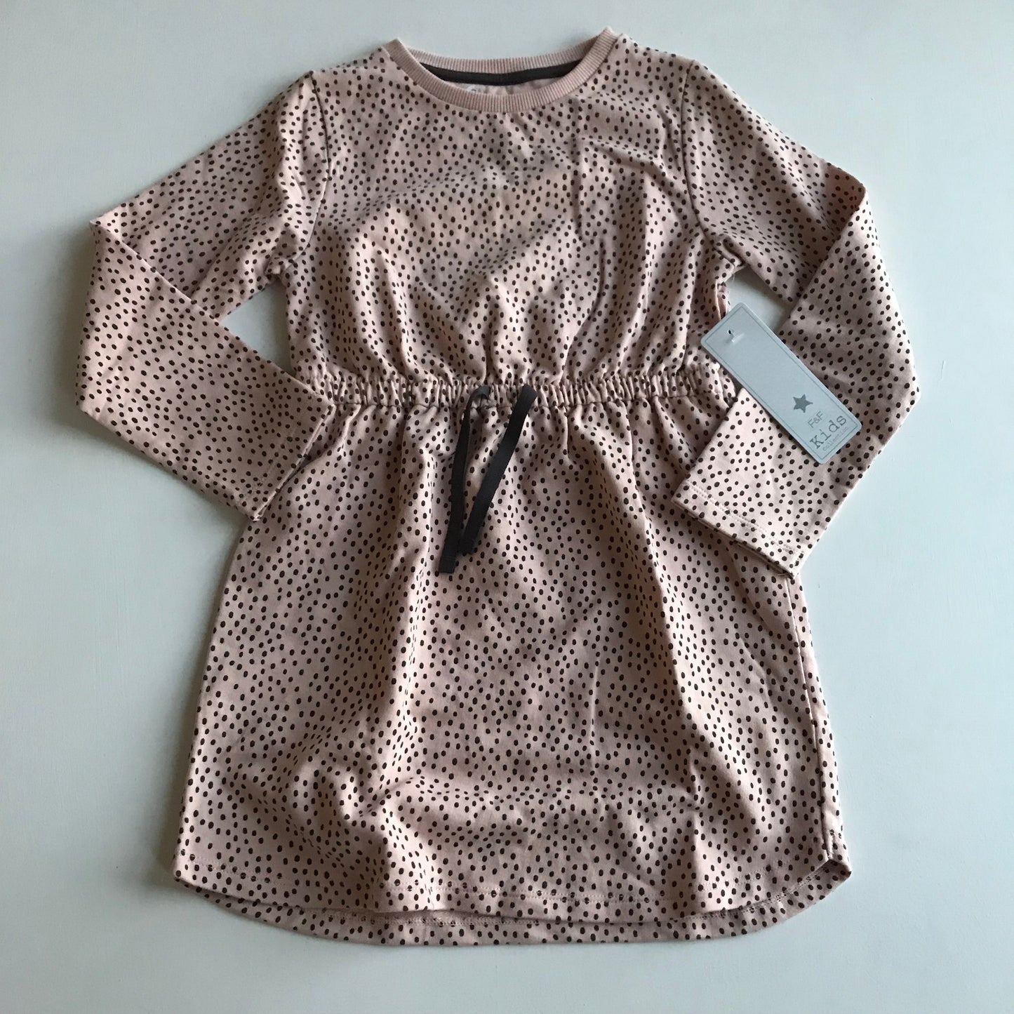 F&F Pink Dotted Jersey Dress Age 6