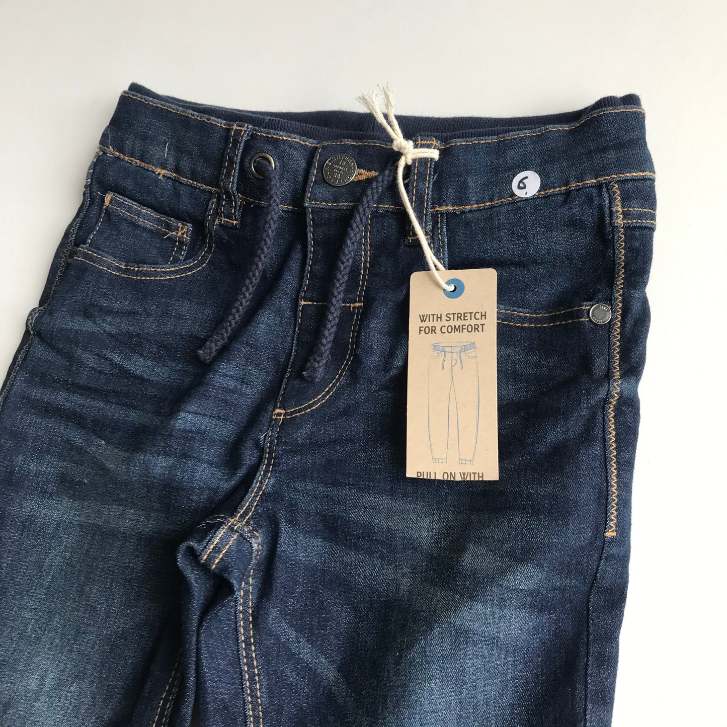 M&S Dark Blue Jersey Lined Stretchy Pull-up Jeans Age 6