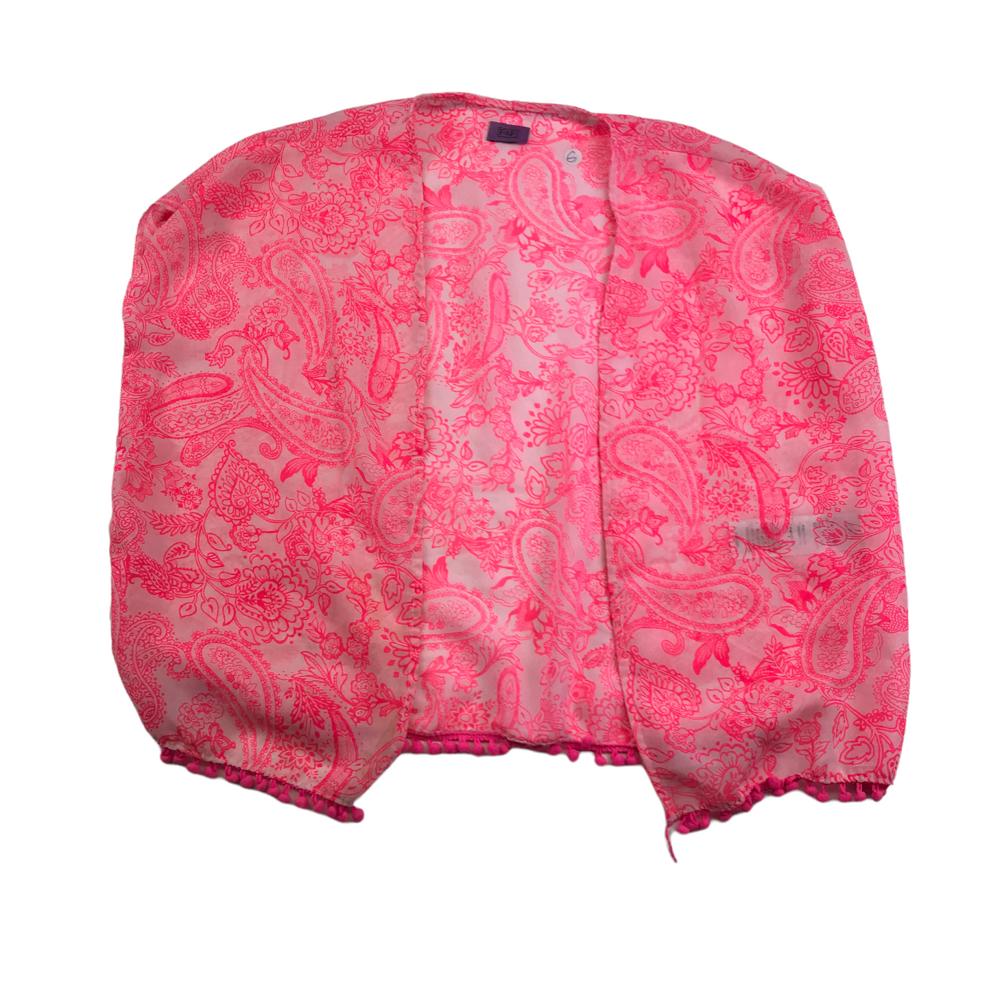 F&F Bright Pink and White Pattern Open Cardigan-style Throw Age 6