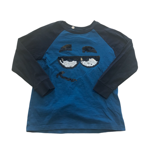 Next Blue Sequin Face Long Sleeve T-shirt Age 6