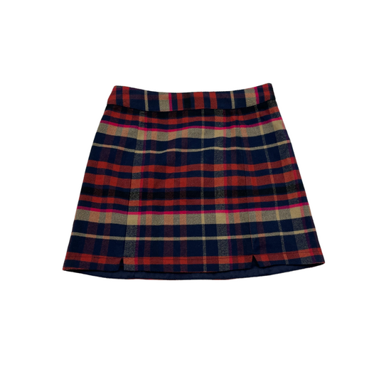 M&S Navy and Orange Checked Skirt Age 6