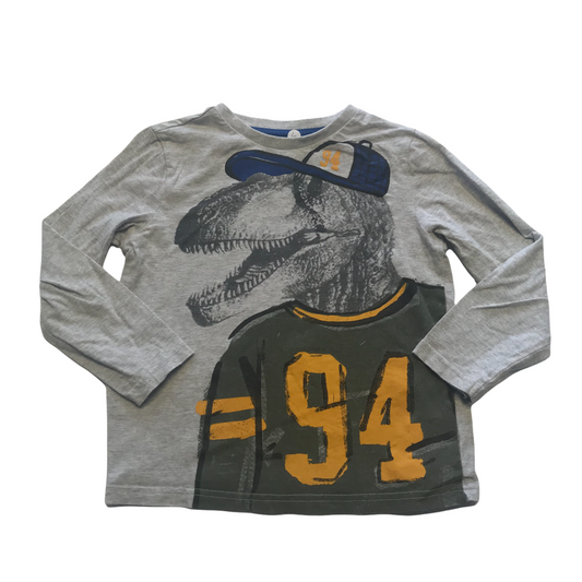 F&F Grey Dinosaur Long Sleeve T-shirt Age 6