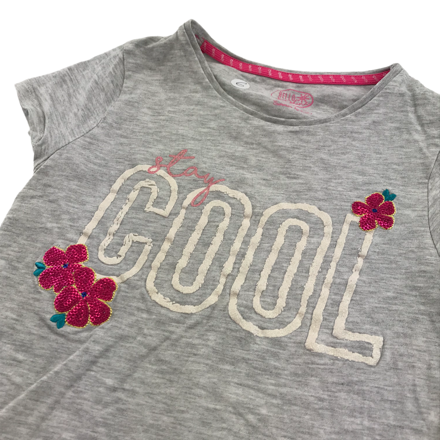 F&F Grey COOL Floral T-shirt Age 6