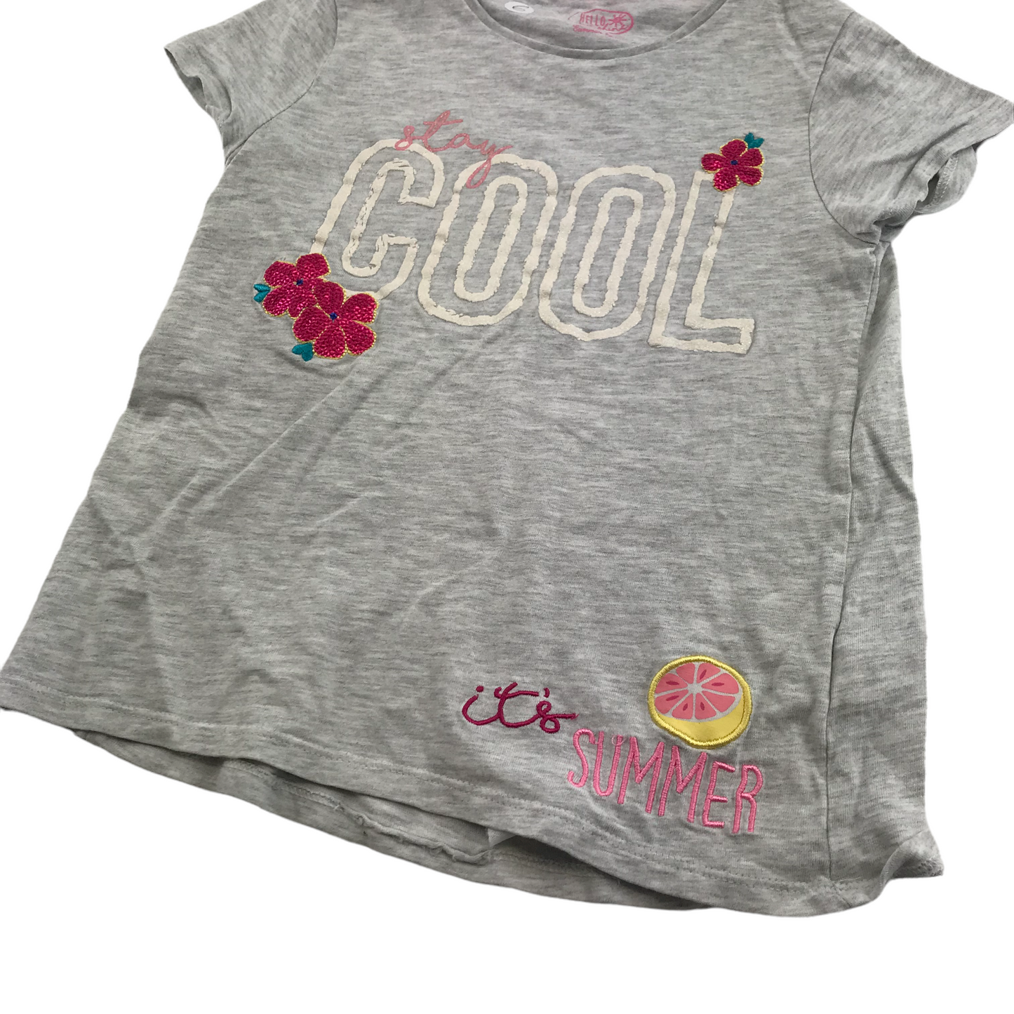 F&F Grey COOL Floral T-shirt Age 6