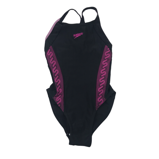 Speedo Black and Pink Swimsuit Age 6