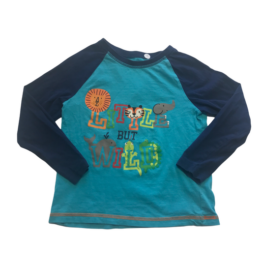 Blue Little But Wild Long Sleeve T-shirt Age 5