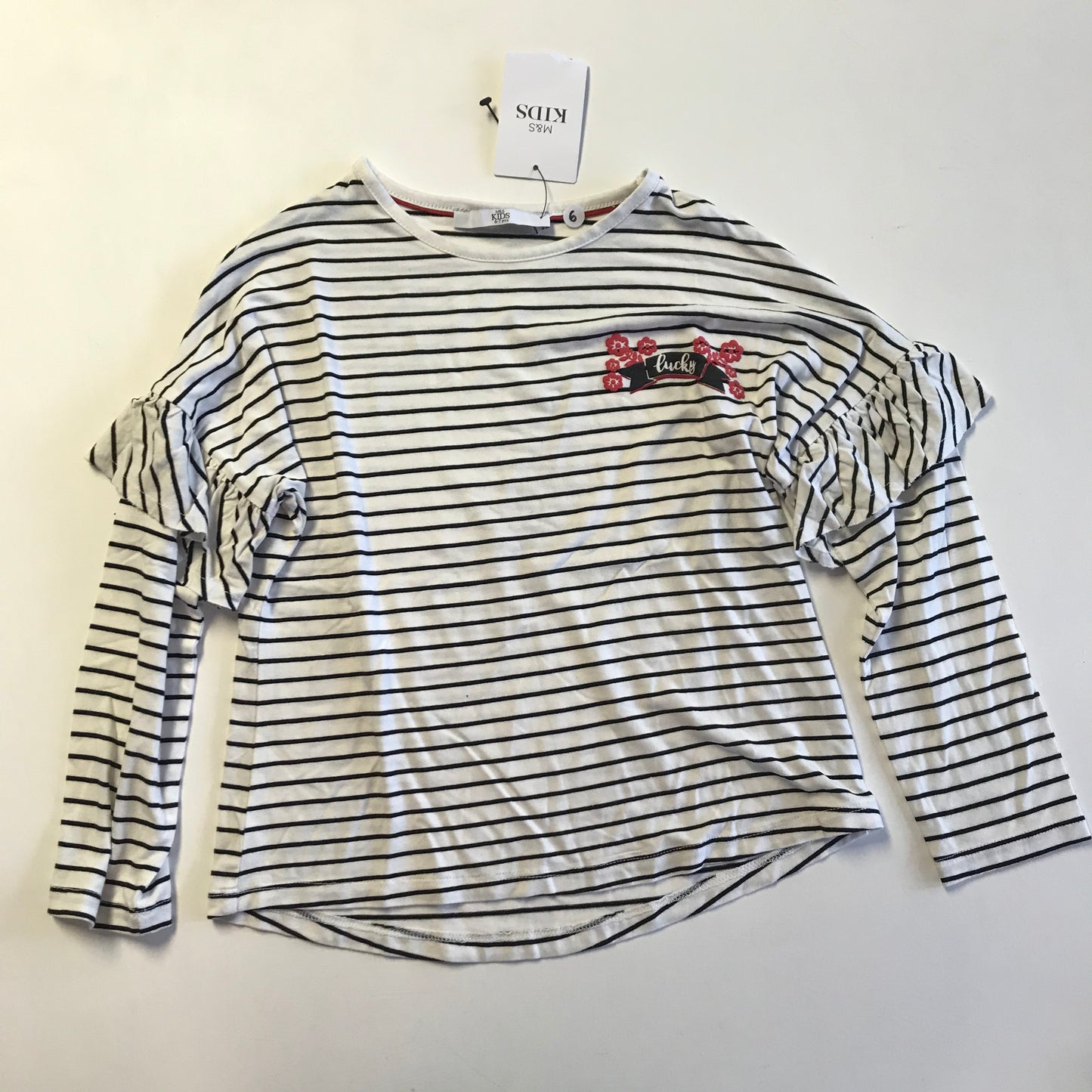 T-shirt - Stripy 'Lucky' - Age 6