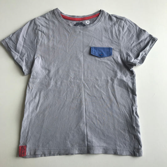 T-shirt - Grey With Blue Pocket Detail  - Age 6