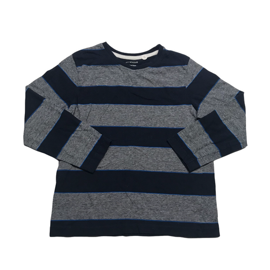 Primark Grey and Navy Stripes Long Sleeve T-shirt Age 7