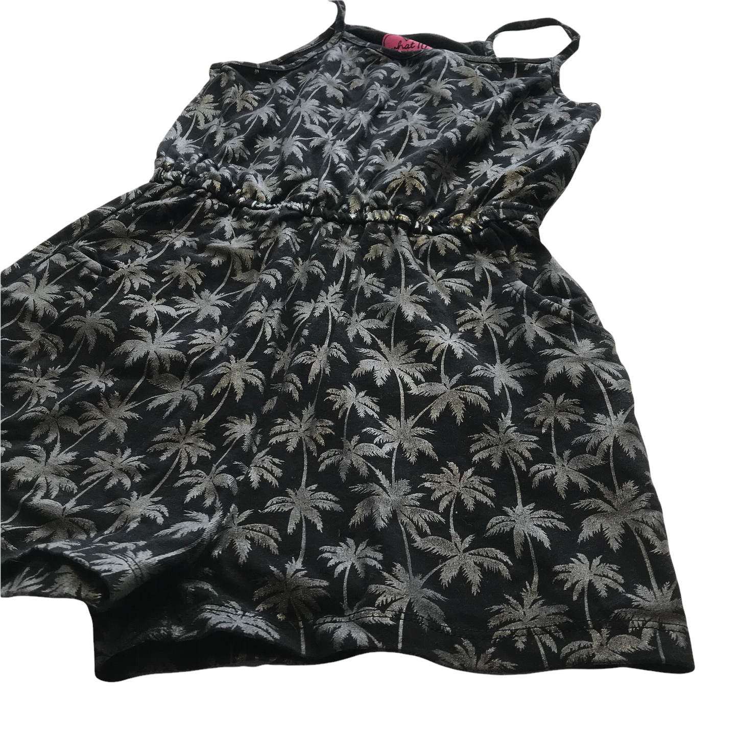 F&F Dark Grey and Silvery Palm Trees Playsuit Age 7