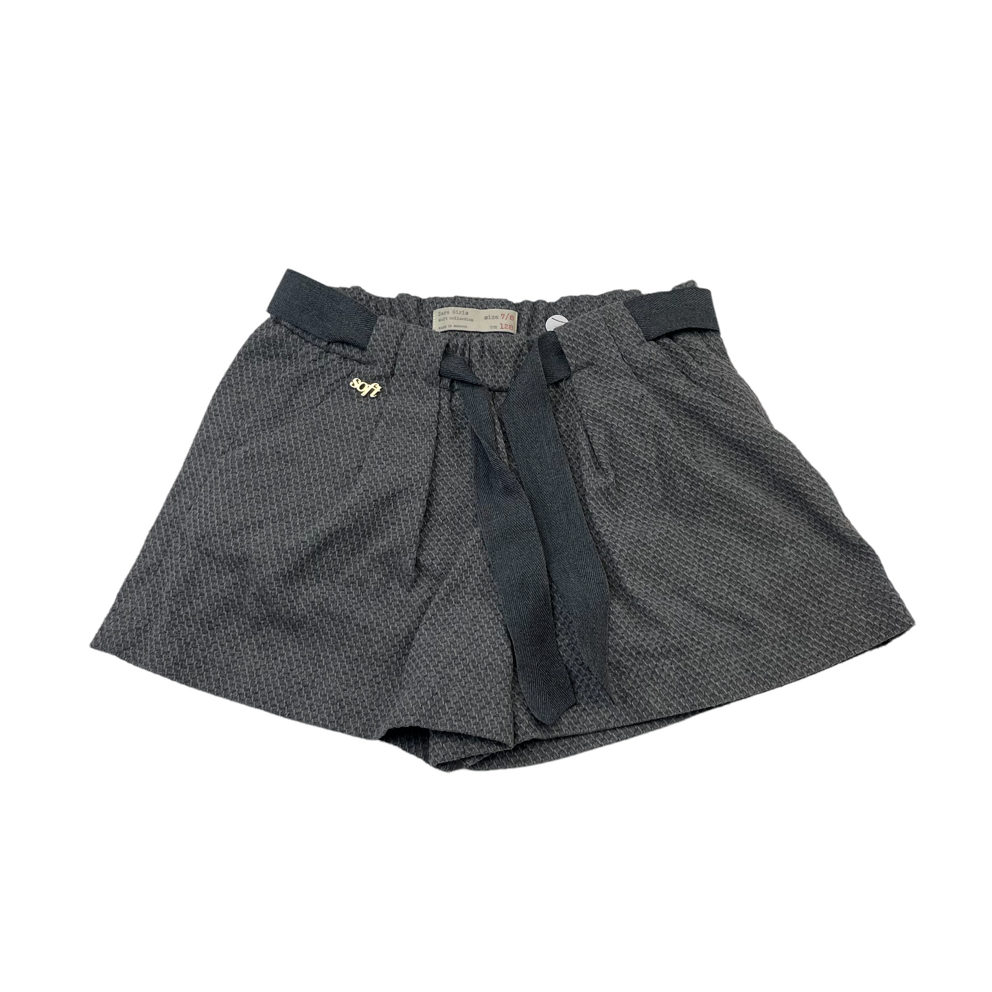 Zara Kids Grey Shorts with Fabric Belt Age 7