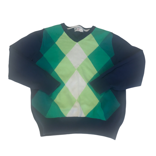 H&M Green and Navy Checked Jumper Age 7