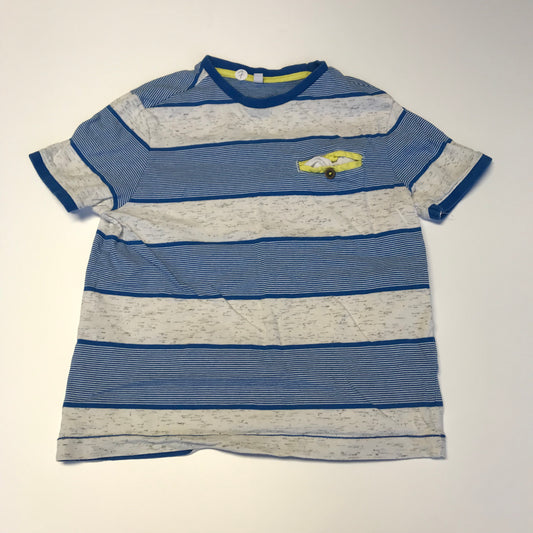 M&S Blue and White Stripy T-shirt Age 7