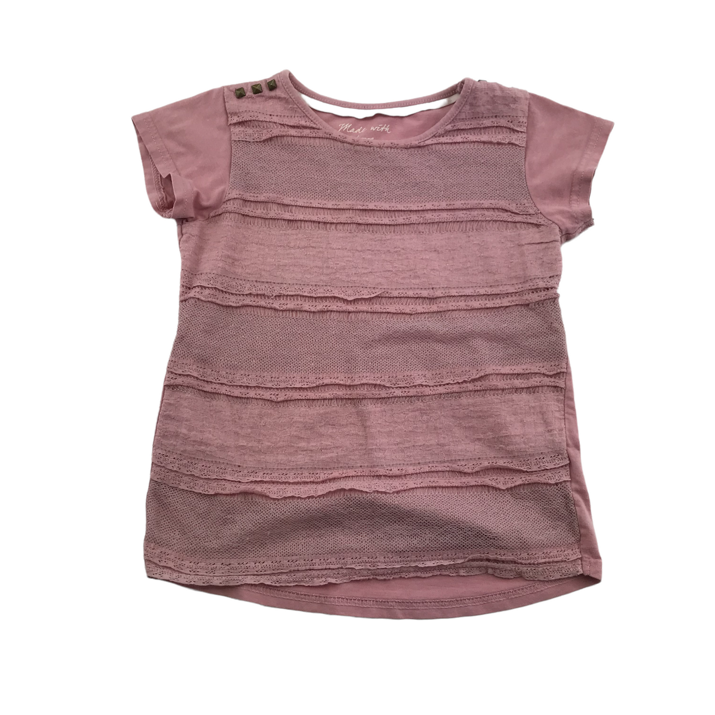 Matalan Pink Frilled Strippy T-shirt Age 4