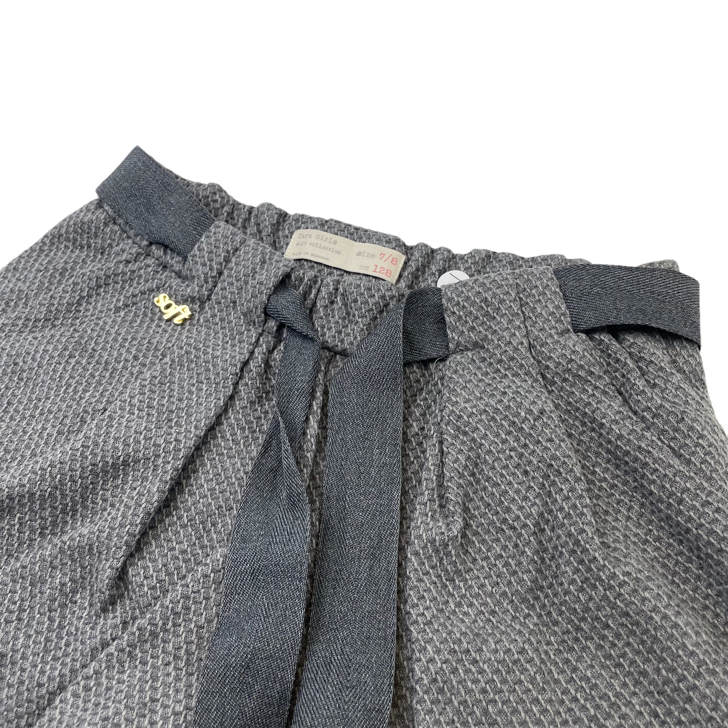 Zara Kids Grey Shorts with Fabric Belt Age 7