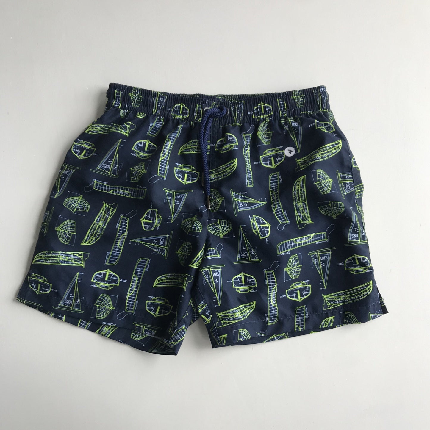 Swim Trunks - Navy with Boats - Age 7