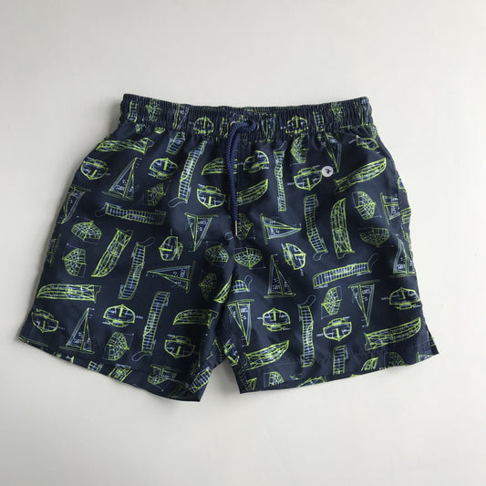Swim Trunks - Navy with Boats - Age 7