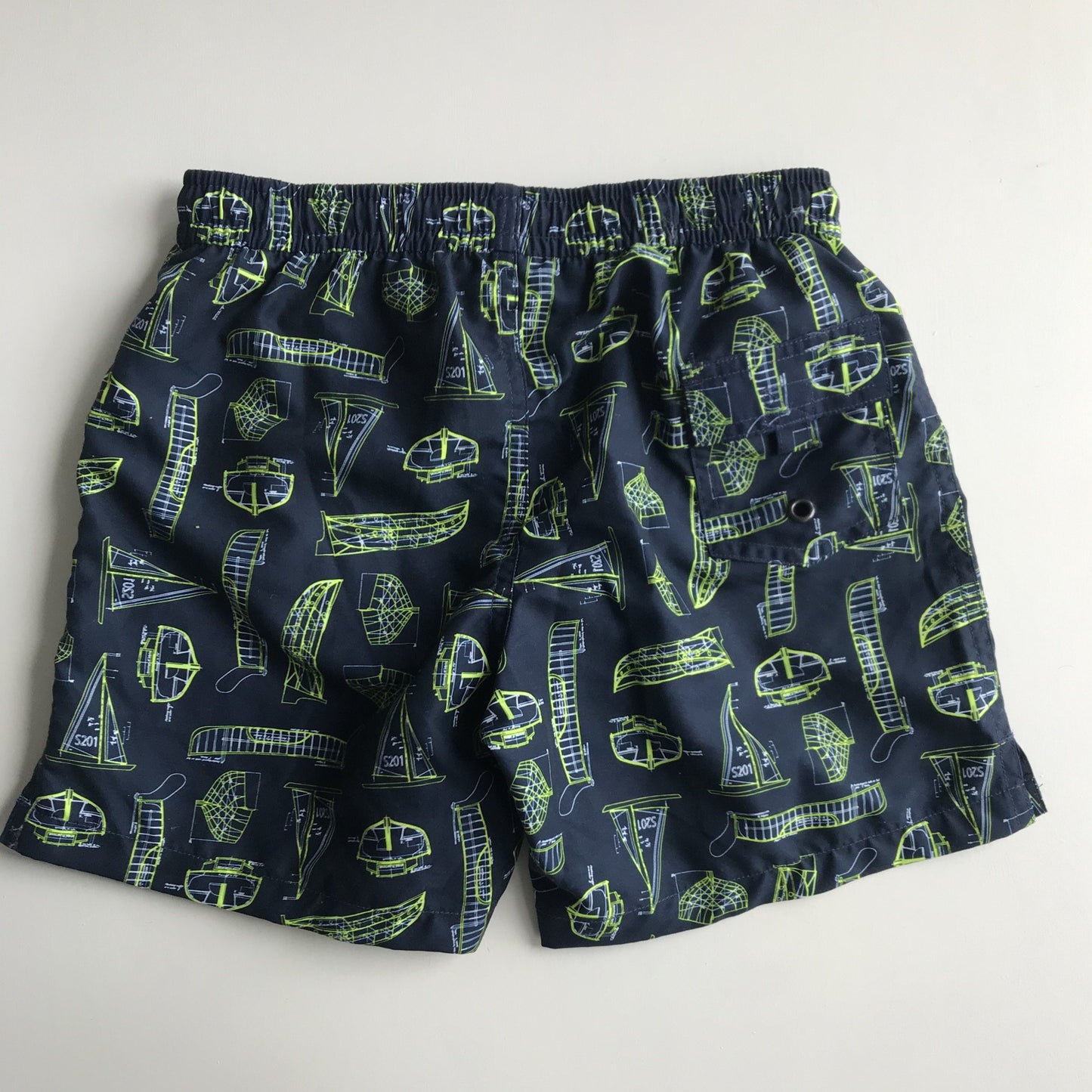 Swim Trunks - Navy with Boats - Age 7