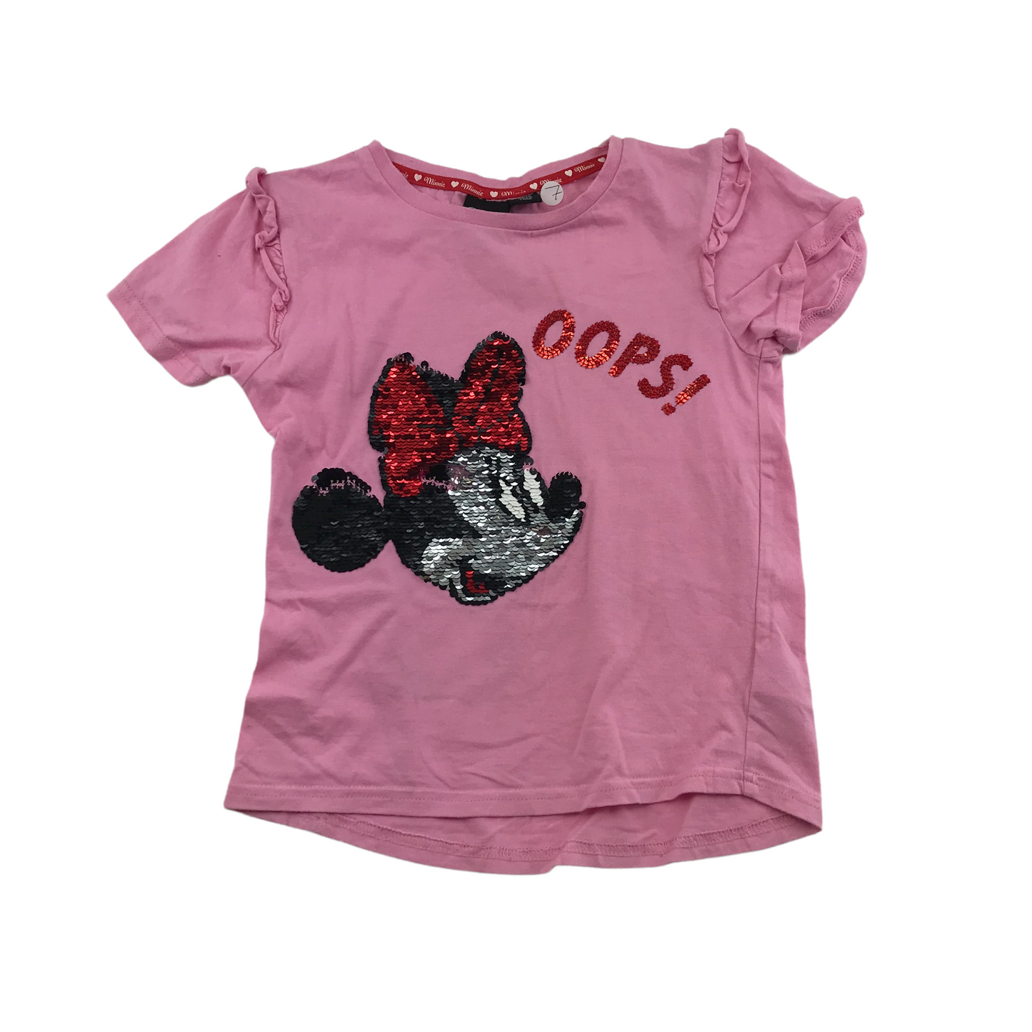 Primark Disney Minnie Mouse Pink Sequin T-shirt Age 7