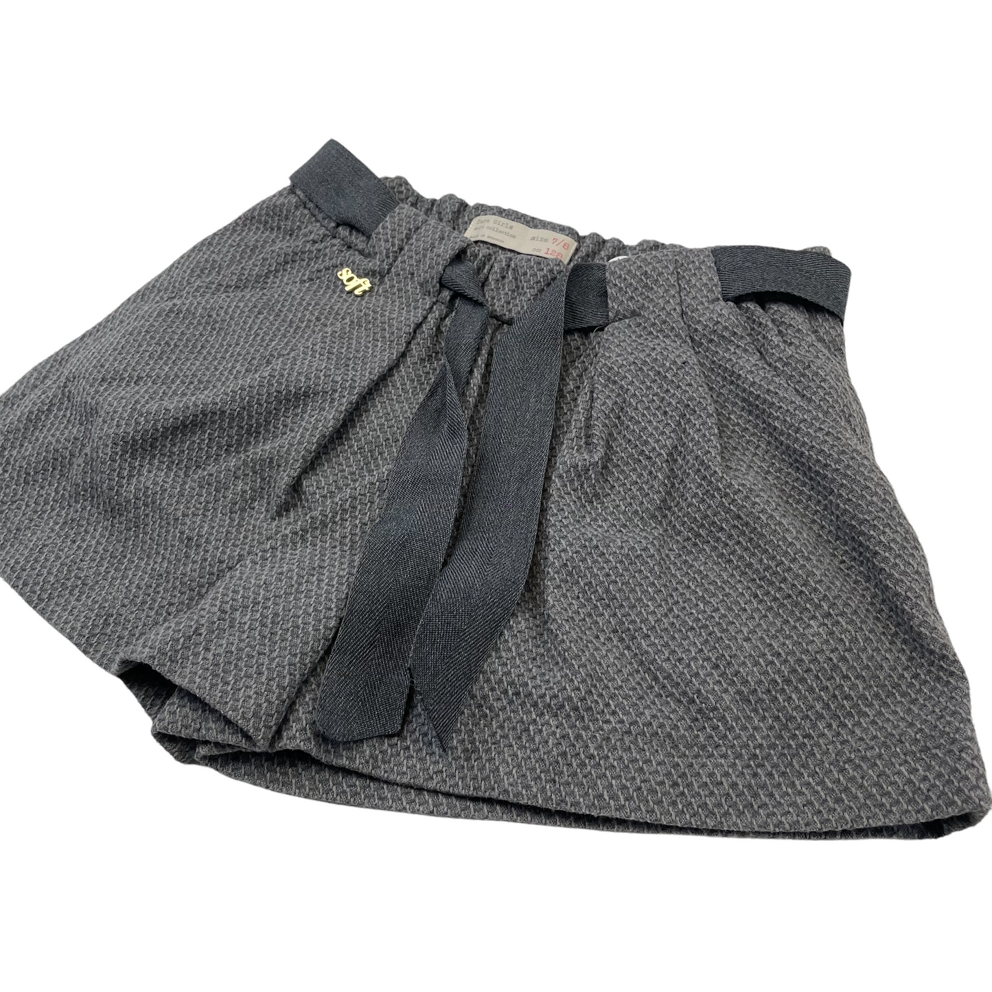 Zara Kids Grey Shorts with Fabric Belt Age 7