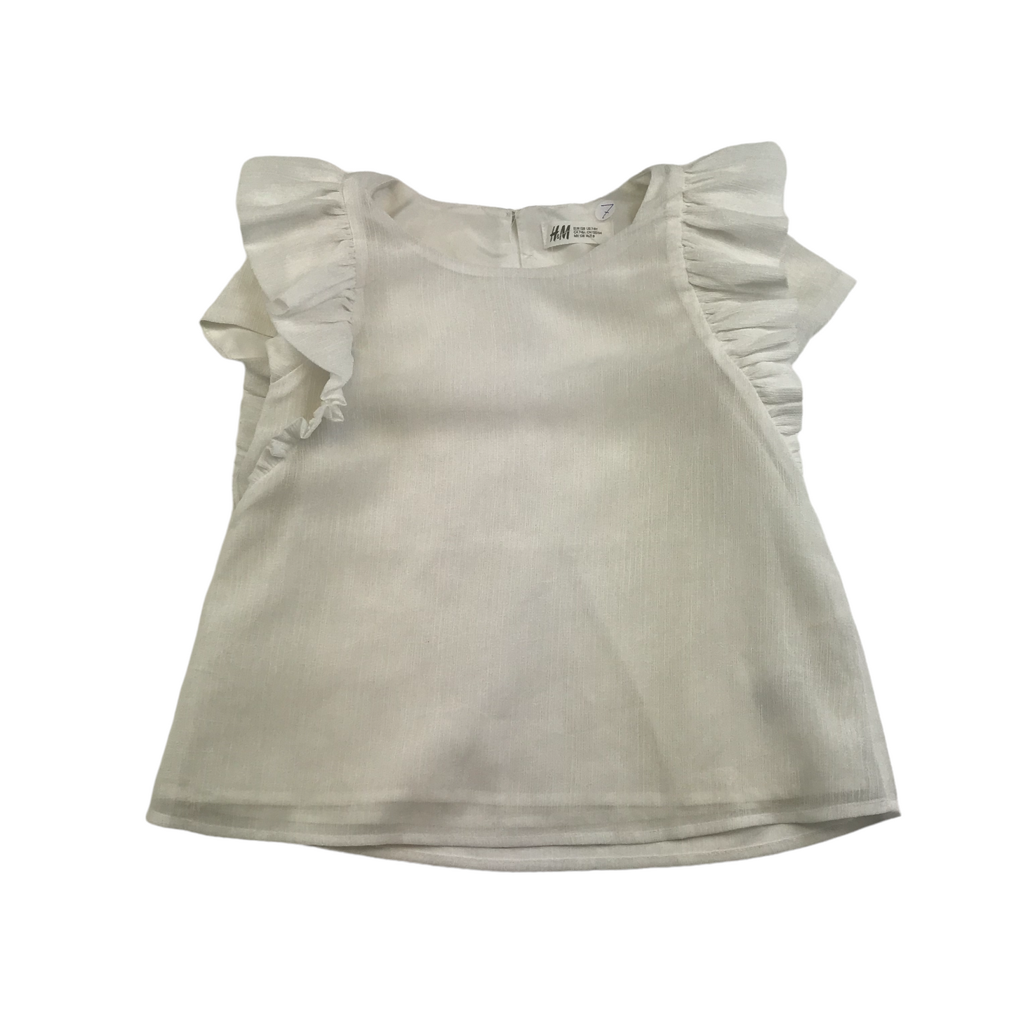 H&M White Frilled Shoulder Sparkly Blouse Top Age 7