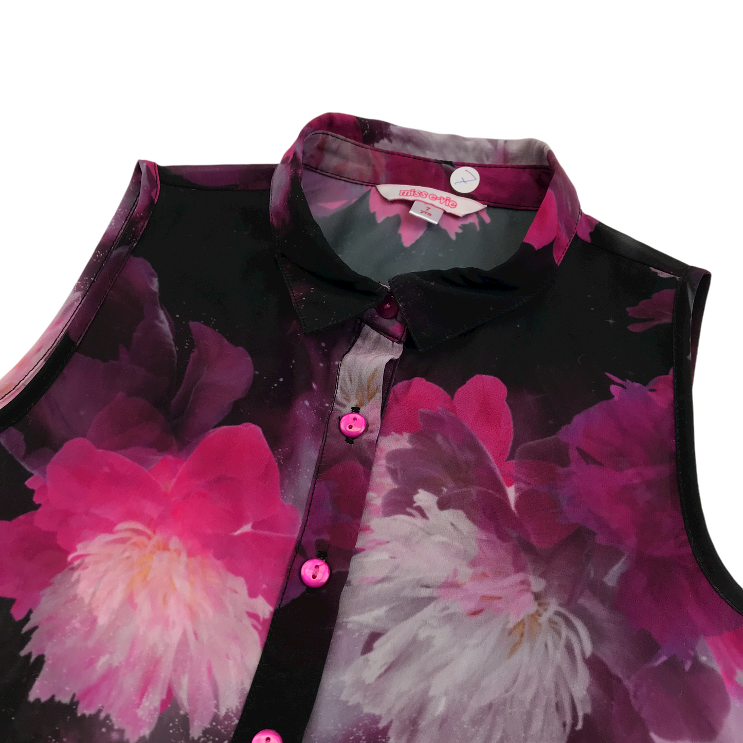 Miss E-vie Black and Pink Blouse Top Age 7