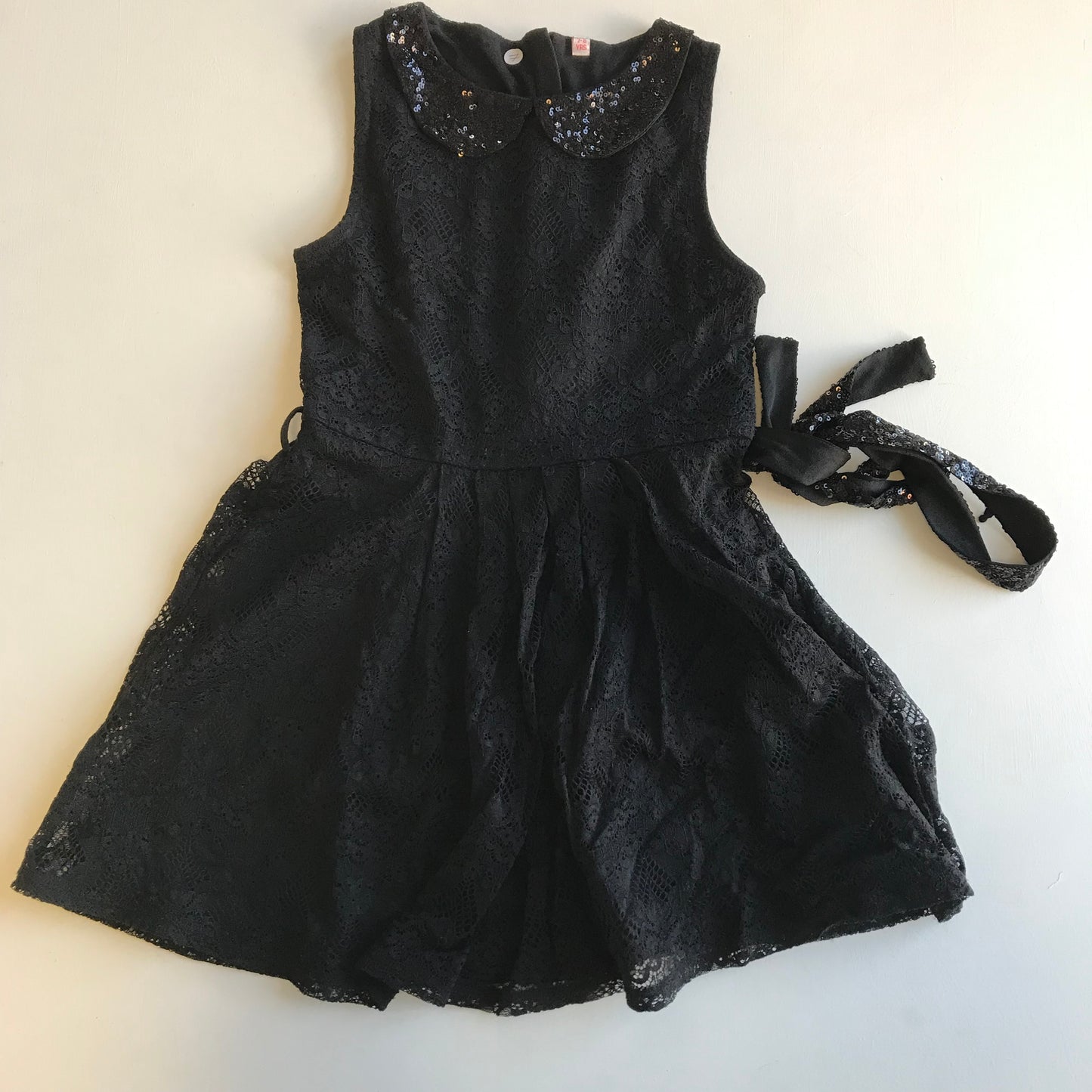 M&S Black Lace Layered Dress Age 7