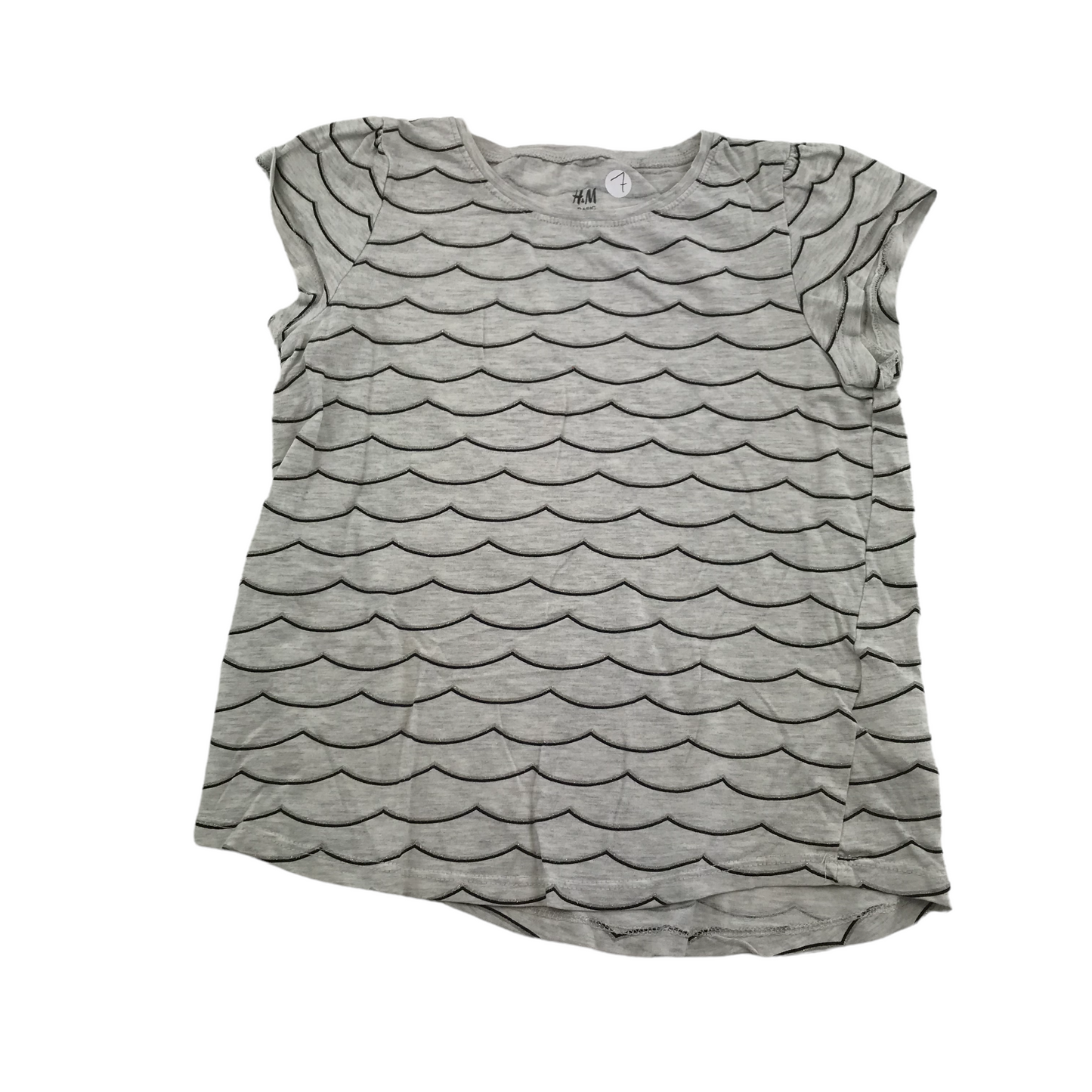 H&M Grey Wave Stripes T-shirt Age 7