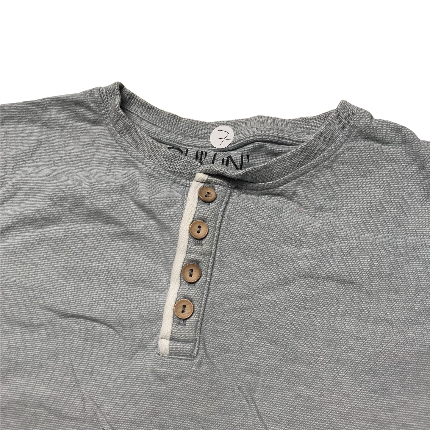 Next Grey Plain Buttons T-shirt Age 7