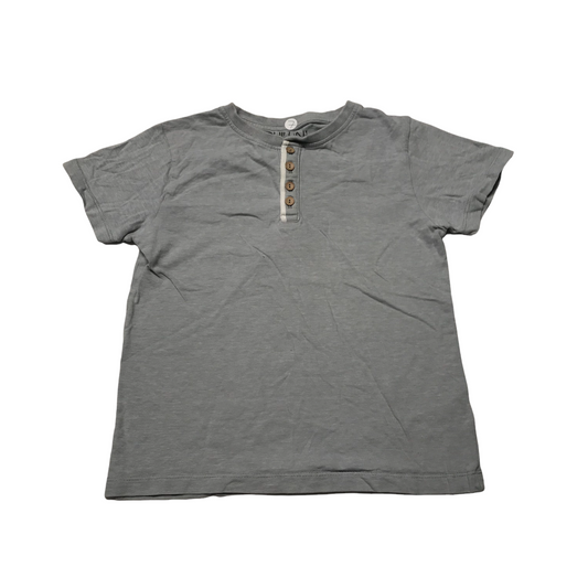 Next Grey Plain Buttons T-shirt Age 7